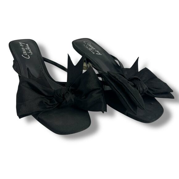 Circus New York Black Heels Size 9.5 Bow Kitten Heel Thong Flip Flop Sandals EUC - Picture 11 of 11